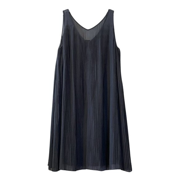 Eileen Fisher Silk Georgette Chiffon Micro Pleated Sleeveless Dress in Graphite - Picture 5 of 8
